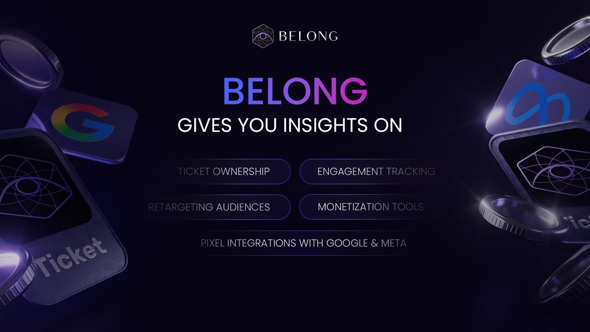 belongnet's tweet image. Data = power 📊 Belong gives you insights on: ✅ Ticket ownership ✅ Engagement tracking ✅ Retargeting audiences ✅ Monetization tools + Pixel integrations with Google &amp;amp; Meta.

#Belong #EventTech #Web3Events #DataDriven #EventMarketing #MarTech #GrowthHacking