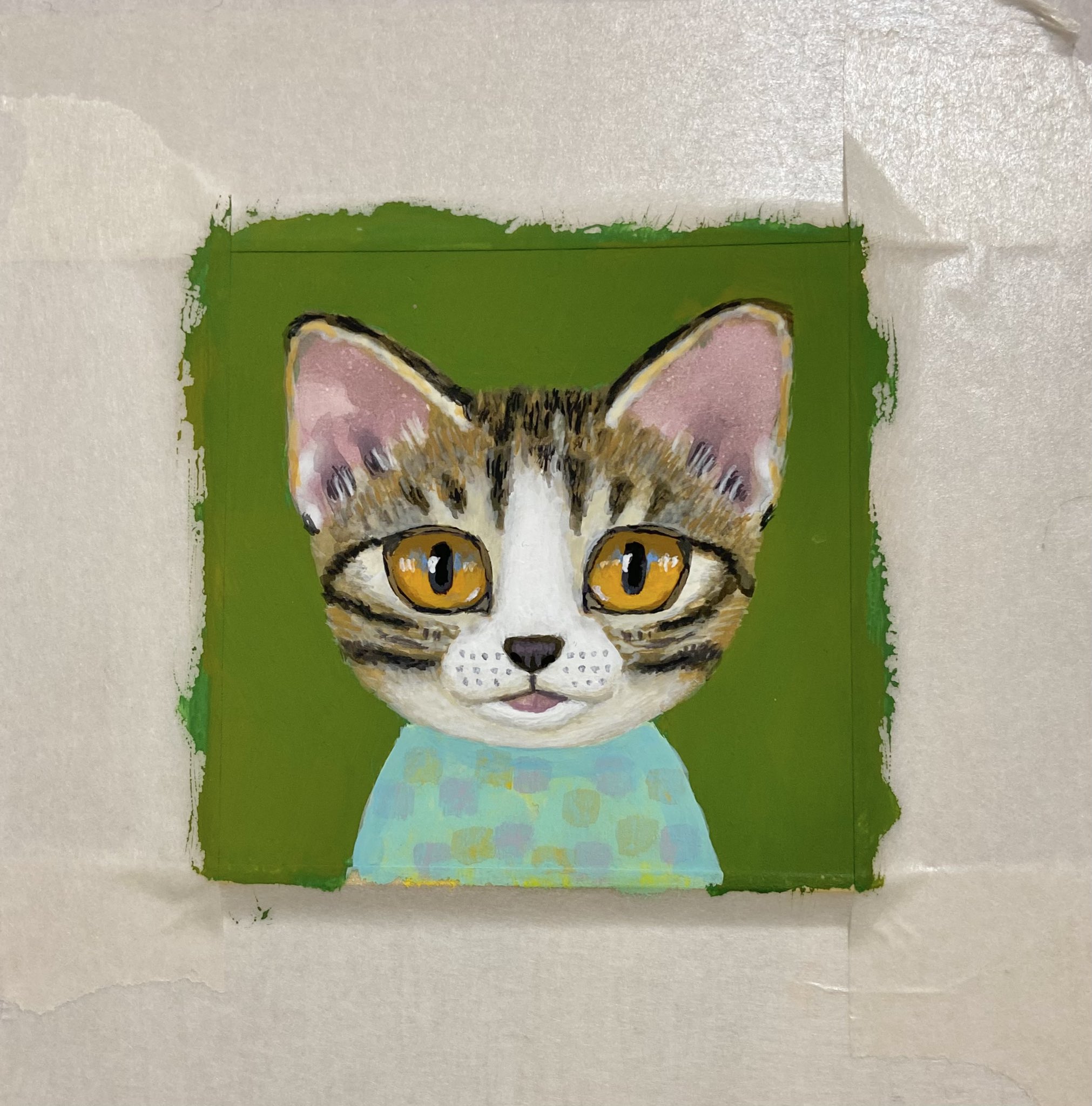 猫の絵　ダリアシリーズ ねこにダリア、金木犀 原画 / Cat, Dahlia and Kinmokusei