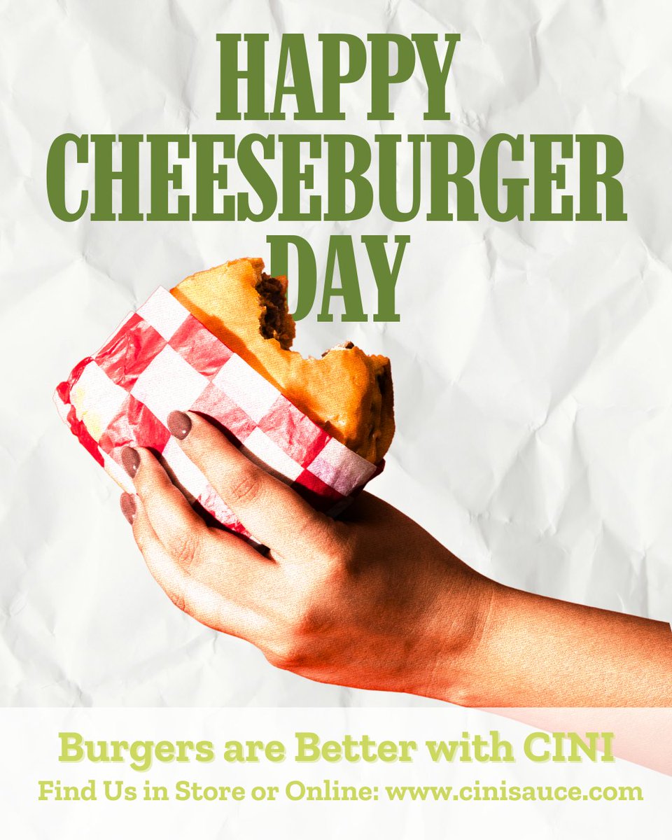 cinisauce's tweet photo. Cheeseburger’s New Bestie 🫶

It is National Cheeseburger Day and the vibe is simple. Stack it, melt it, and hit it with CINI for that tangy drip.

Find CINI near you or snag a bottle online. Either way, your new favorite sauce is waiting: https://t.co/znfkqqOZG4 https://t.co/QxnHyDGkxV