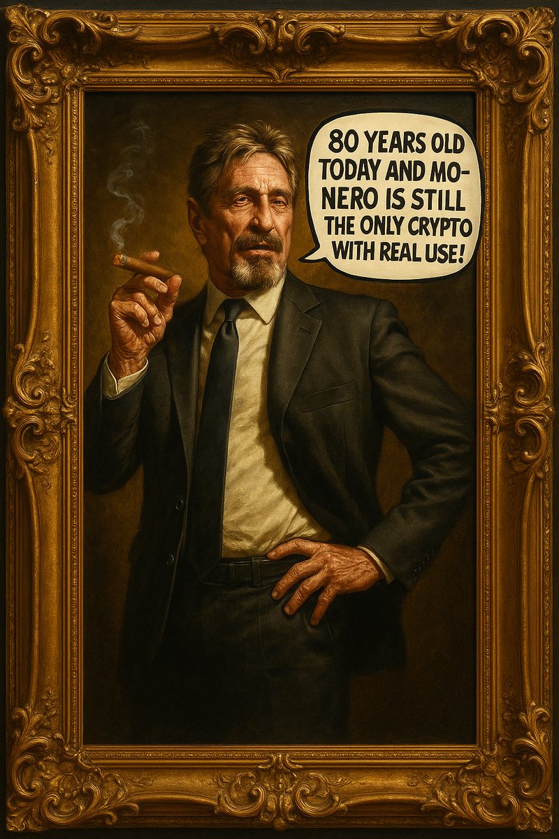 Happy 80th Birthday to the legend John McAfee! He is missed but never forgotten. 
He once said Monero is the only damn crypto currency that's actually being used!