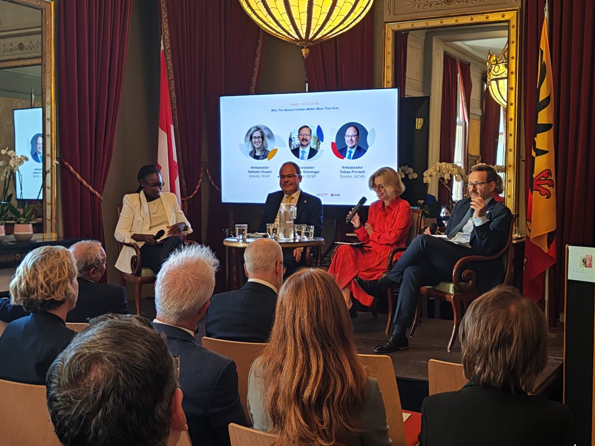 theGICHD's tweet photo. @DCAF_Geneva’s Director, Amb. @NathalieChuard discusses why the 3 Geneva Centres matter now more than ever. She explains how good governance in the security can turn into tangible impact. DCAF shows this working on all levels, bringing global know-how to local contexts. https://t.co/Eb5myBDSI8