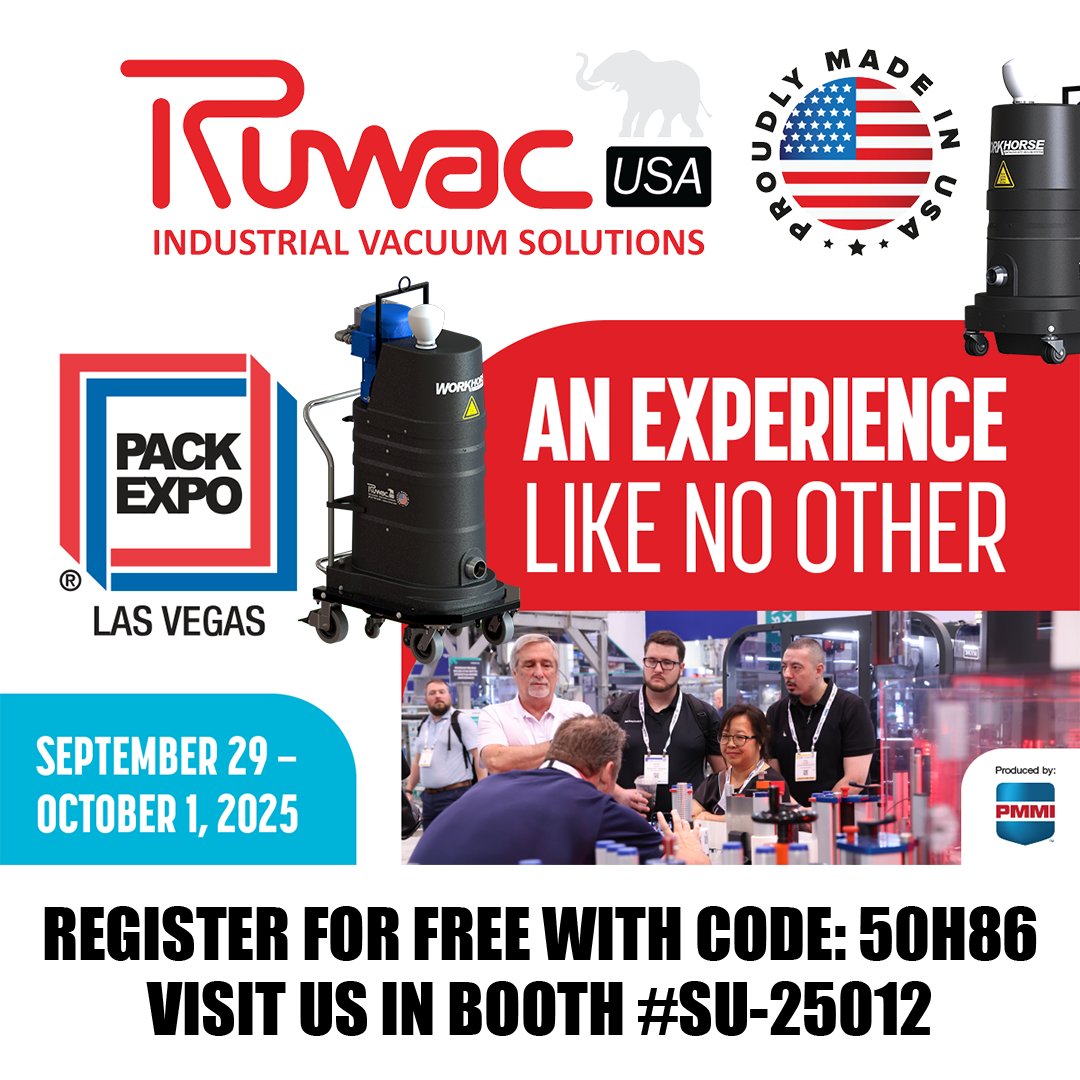 Come visit us at Booth # SU-25012 <a href="/packexposhow/">PACK EXPO</a> and check out the latest in vacuum technology. Whether you're look for new ideas, expert advice, or just want to say hi - we'd love to see you there! Comp Code: 50H86. Let's talk innovation, efficiency, and what's new. #RuwacUSA