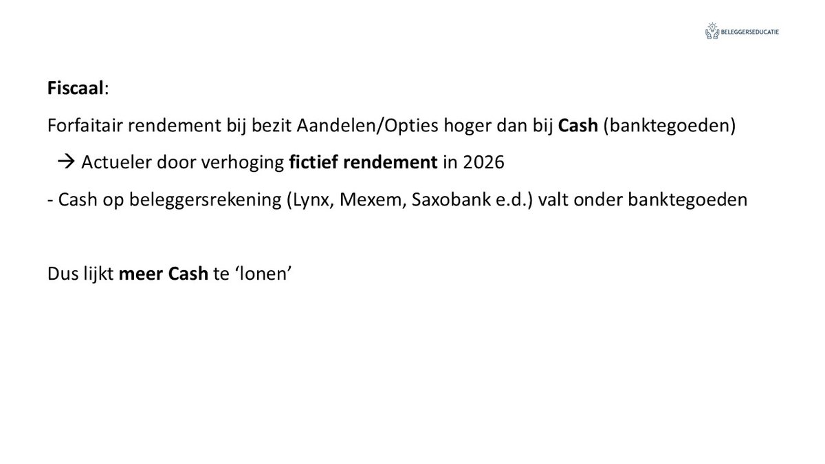hubertmeijles's tweet image. Vandaag zie ik (weer) de ophef en verontwaardiging over #Box3 en het te hoge fictieve rendement die de #belastingdienst in 2026 berekent.
Dat is niet nieuw mensen! Begin dit jaar heb ik er menig tweet en video aan gewijd.
Bijvoorbeeld:
youtu.be/eWFlgbYDQQ0?si…
#Cashflow #Cash