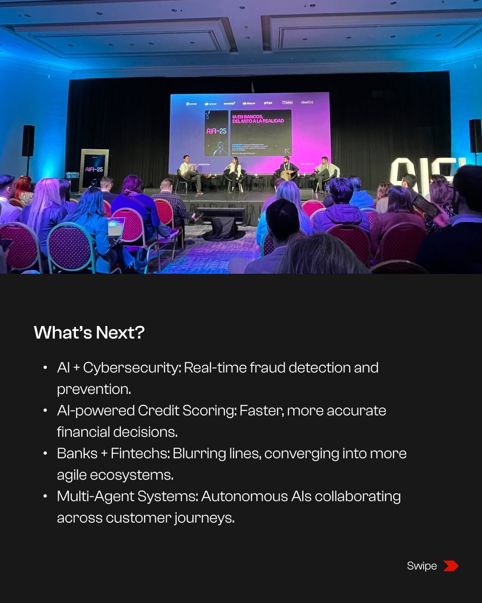 Revolt_ok's tweet photo. AI is already reshaping the financial industry.
Not in the future. Now.
We joined #AIFI25 to connect with decision-makers and dive into how Latin America’s financial ecosystem is evolving.
From scoring algorithms to fraud prevention and customer-facing agents — this is more than tech. It’s about building better, more accessible experiences.
Read the full blog on our site.
https://t.co/xBsE9P7JXX
#FinanceAI #DigitalBanking #FintechLatam #DesignForImpact