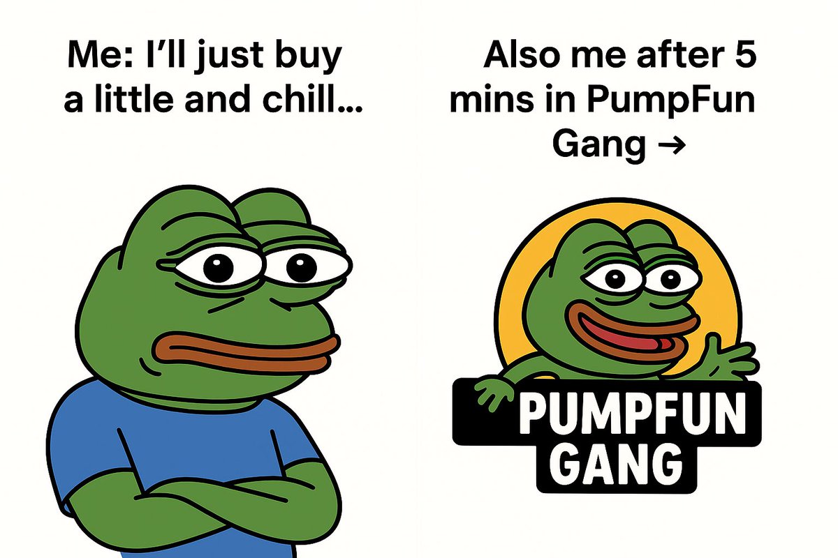 sigmaofcrypto's tweet photo. my entry to the @PumpFunGang meme contest 

joined for the memes, stayed for the family 🏠💊

#PumpFunGang is not a project, it’s a lifestyle 😂🚀

which meme is your favorite 1, 2 or 3? 👀👇

PUMPFUNGANG to the great moon! https://t.co/LiIn6R84kh