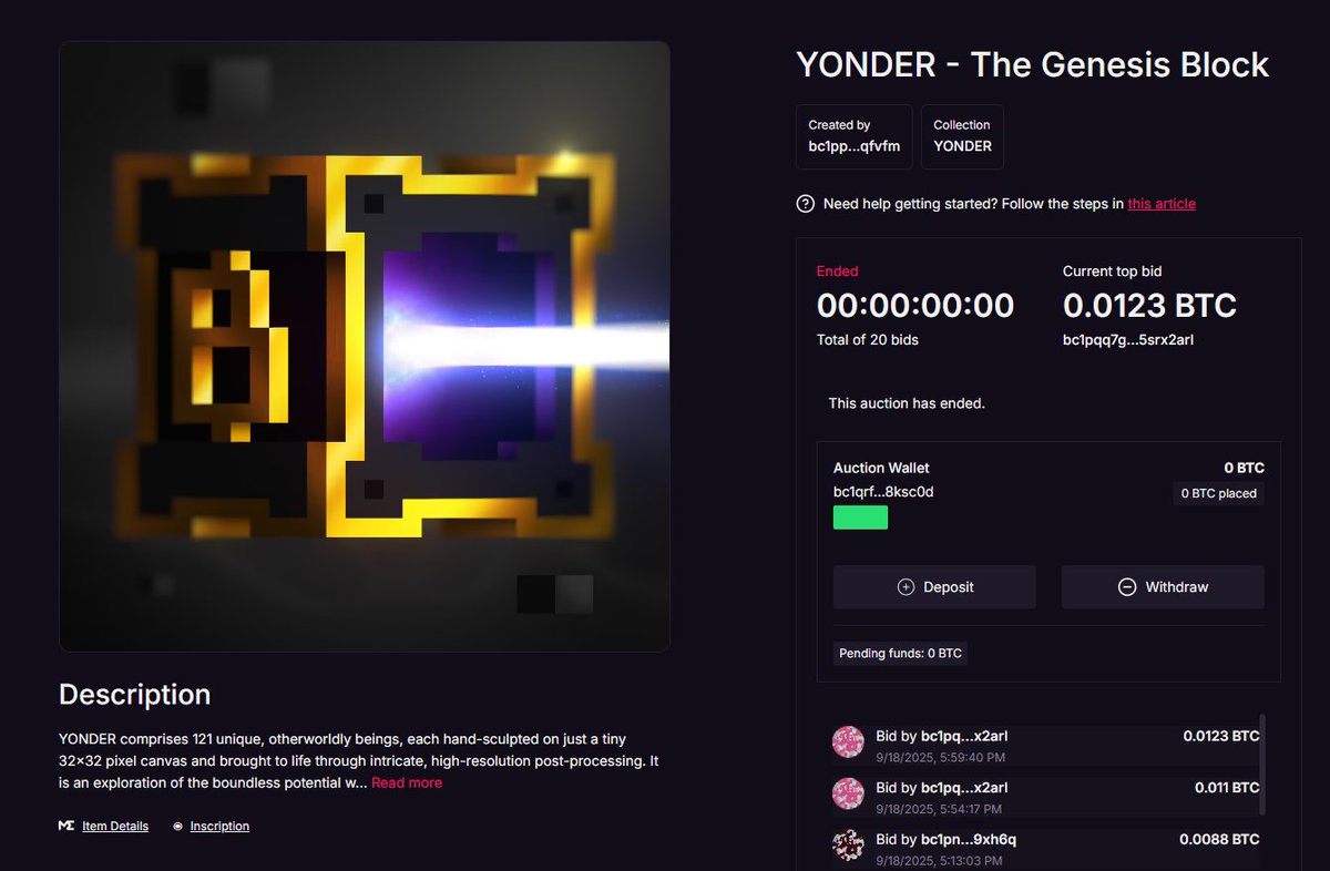 🥳🥳Congrats to the Winner! 🥳🥳
The Genesis Block was just auctioned for 0.0123 BTC! LFG 🔥🔥