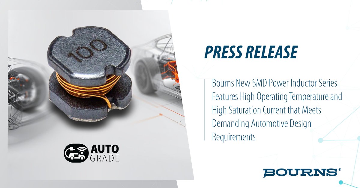 New Bourns Power Inductors! SDE0403AT: AEC-Q200, high current (up to 4.8A), up to 150°C! Compact &amp; efficient for auto power. Check it out! bourns.co/4nFQv7v #Automotive #PowerElectronics #Inductors #SMD #Bourns