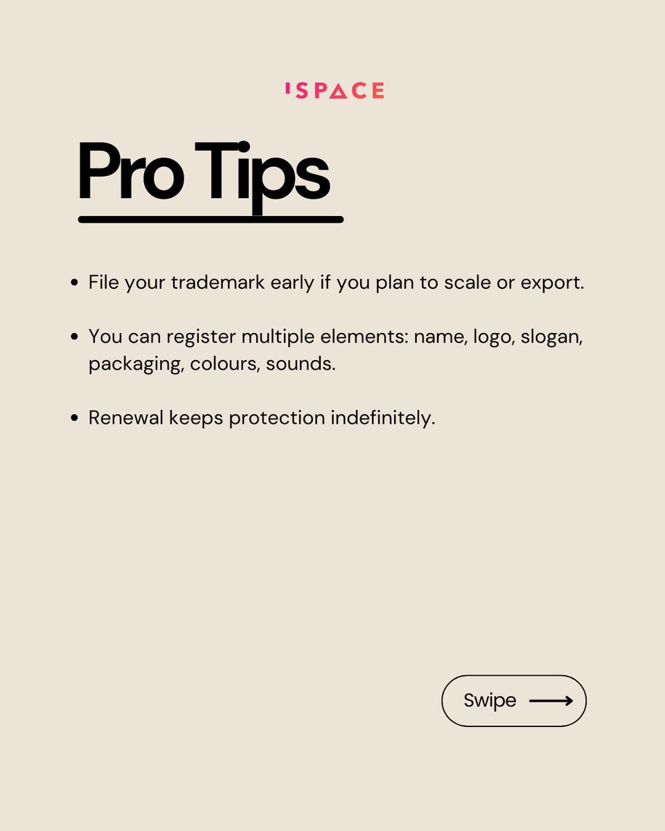 iSpaceGh's tweet image. Founder FAQ: Name It. Own It. Trademark It

You’ve registered your business name, but have you protected your brand?

Swipe to learn how to register a trademark in Ghana and keep your identity safe.

#FounderFAQ #BusinessBasics #StartupGhana #iSpaceFoundation #entrepreneurship101