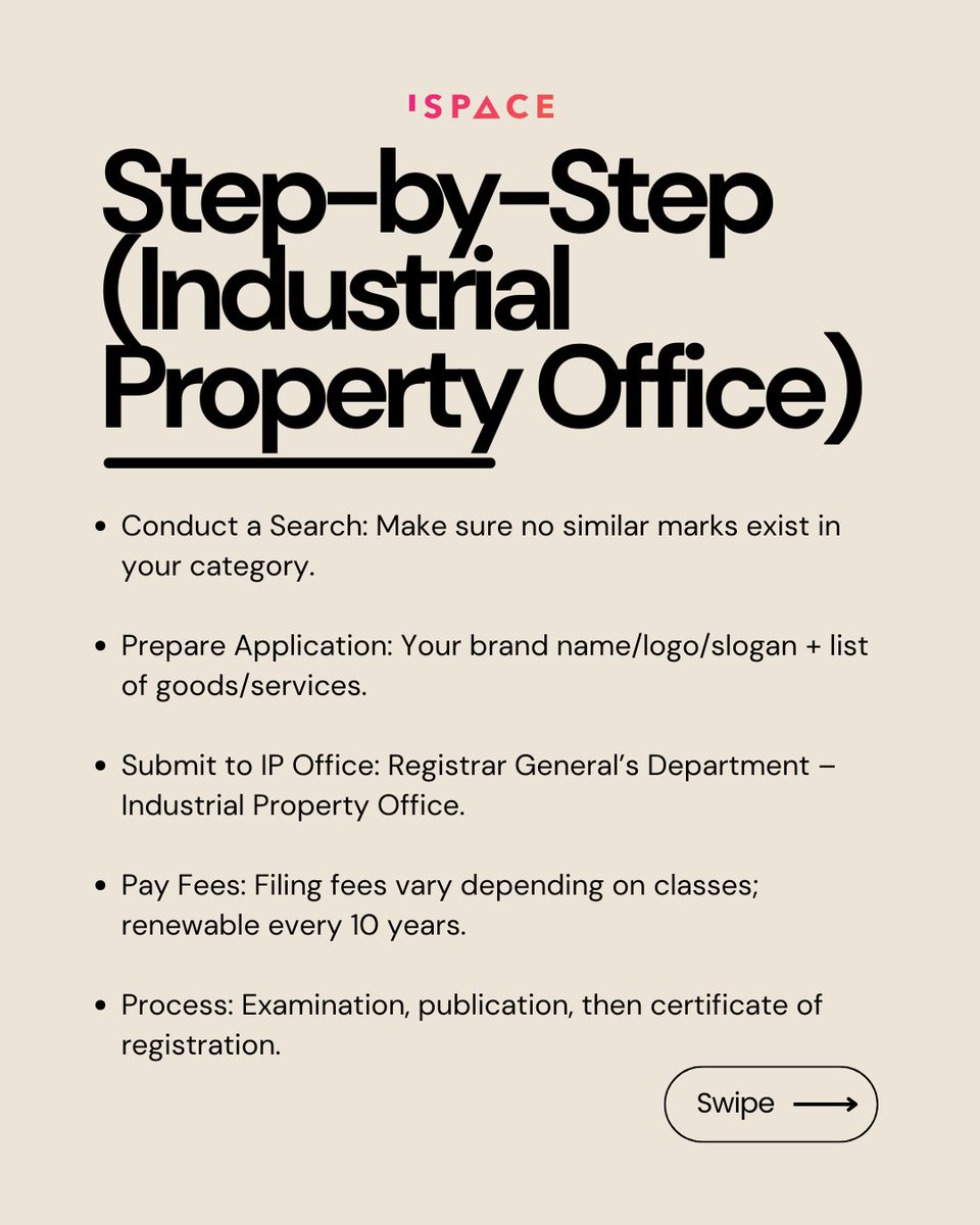 iSpaceGh's tweet image. Founder FAQ: Name It. Own It. Trademark It

You’ve registered your business name, but have you protected your brand?

Swipe to learn how to register a trademark in Ghana and keep your identity safe.

#FounderFAQ #BusinessBasics #StartupGhana #iSpaceFoundation #entrepreneurship101