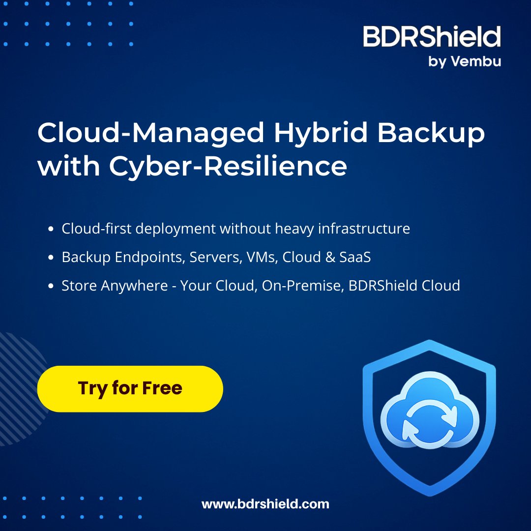 Protect your data with BDRShield — the cloud-managed hybrid backup solution built for cyber resilience. 
bdrshield.com
#Dataprotection #Databackup #Ransomware #MSP #Datarecovery