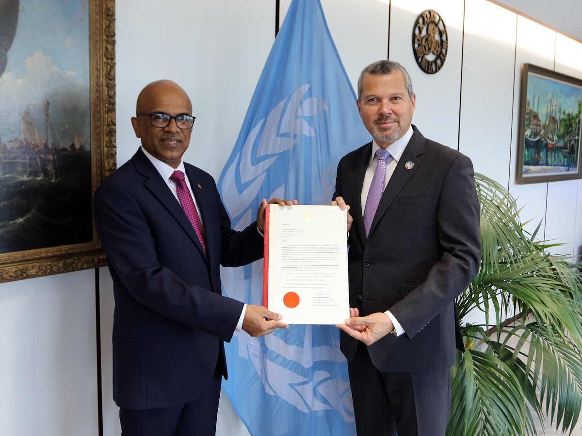High Commissioner Nimal Senadheera presented his credentials to Mr Arsenio Dominguez, the Secretary-General of the International Maritime Organization (IMO), as Sri Lanka’s Permanent Representative to the IMO on 18/09/2025. <a href="/IMOHQ/">International Maritime Organization</a> <a href="/IMOSecGen/">Arsenio Dominguez</a> 
#slhclondon #DiplomacyLK