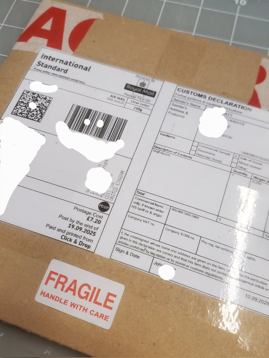 From the UK to the US. I'm so happy that my vinyl order from the UK has arrived.