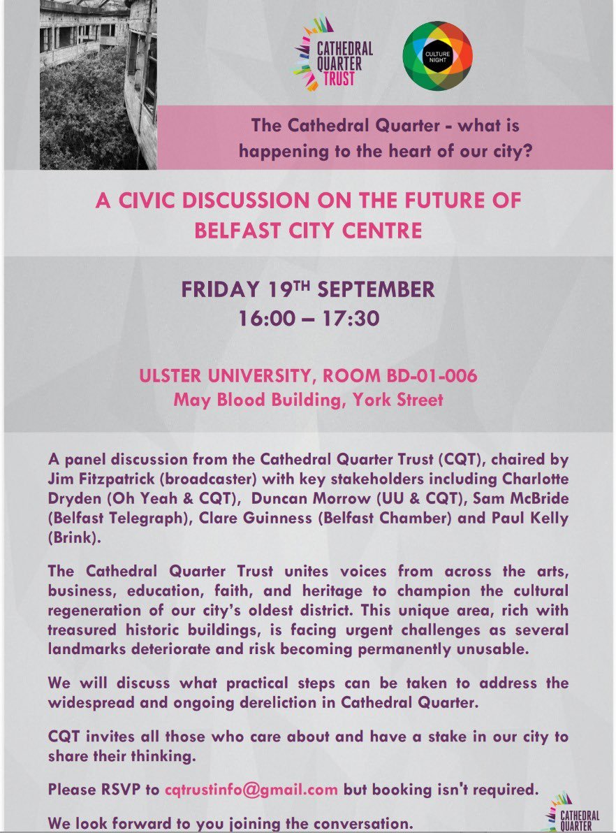 If your idea of culture is listening to me droning on about architecture, politics and the future of Belfast, tomorrow's your lucky day. If you have more conventional tastes, the good news is that there's lots of far better stuff on for Culture Night, and it's all free.