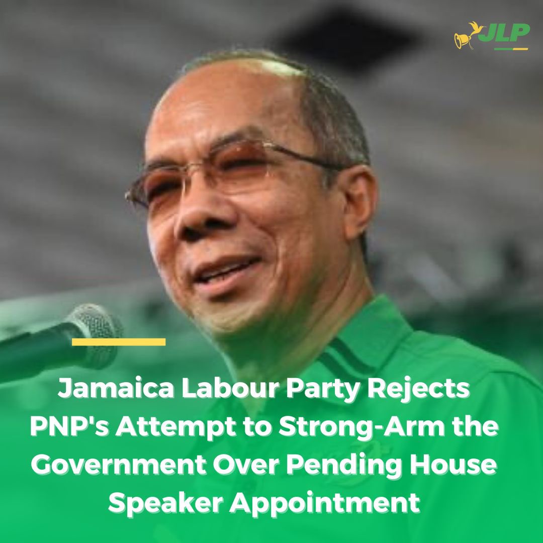 AndrewHolnessJM's tweet photo. #PressRelease: Jamaica Labour Party Rejects PNP's Attempt to Strong-Arm the Government Over Pending House Speaker Appointment. https://t.co/NYKf6yOAOu