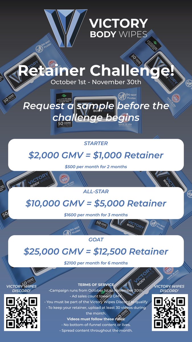 Campaign announcement for my brand launching in two weeks. If your a TTS Affiliate &amp; wanna get a sample message me. 

🚨 Campaign Announcement 🚨

🚀 Launch Sprint
Runs October 1st – December 31st

📅 Retainer Challenge
Runs October 1st – November 30th

💰 On top of this, you’re