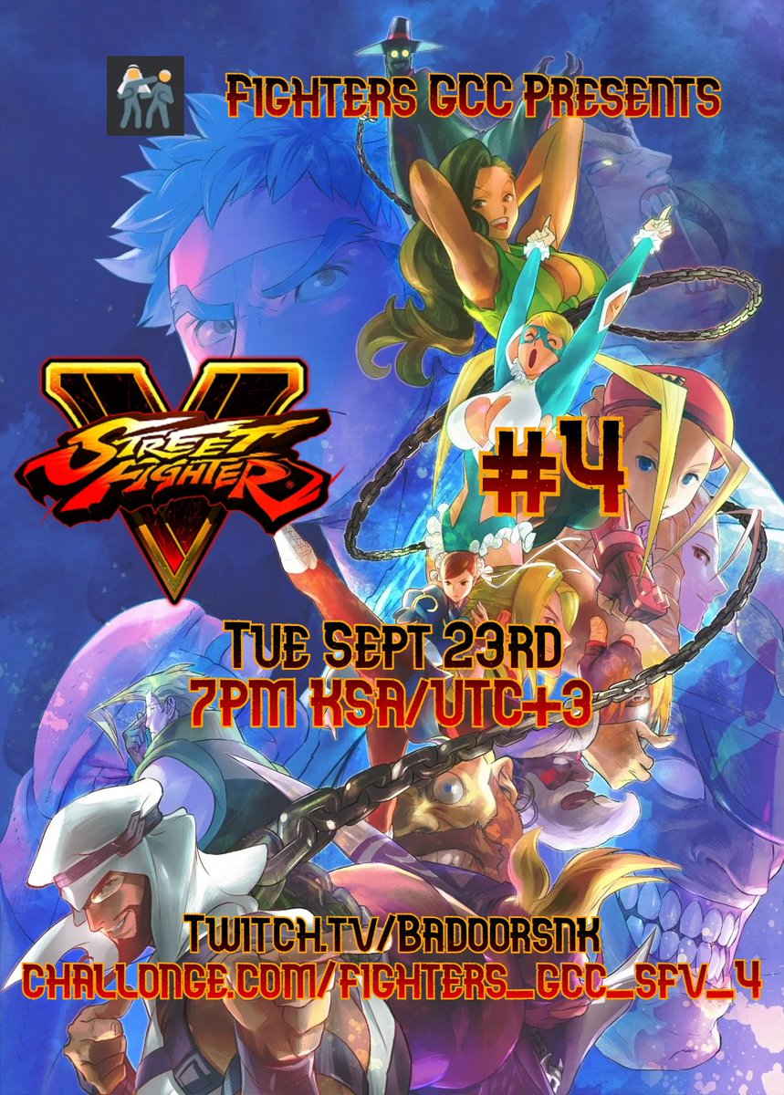 The rumors are true. Activate your V-Triggers cause FGCC is going back and hosting a new Street Fighter V (yes V/5/FIVE) tournament.

🗓️Tue Sept 23rd
🕖7PM KSA/UTC+3

📺Twitch.tv/BadoorSNK

✍️Sign up
challonge.com/fighters_gcc_s…

✉️Discord invite
discord.gg/rBq9Sm3QEn