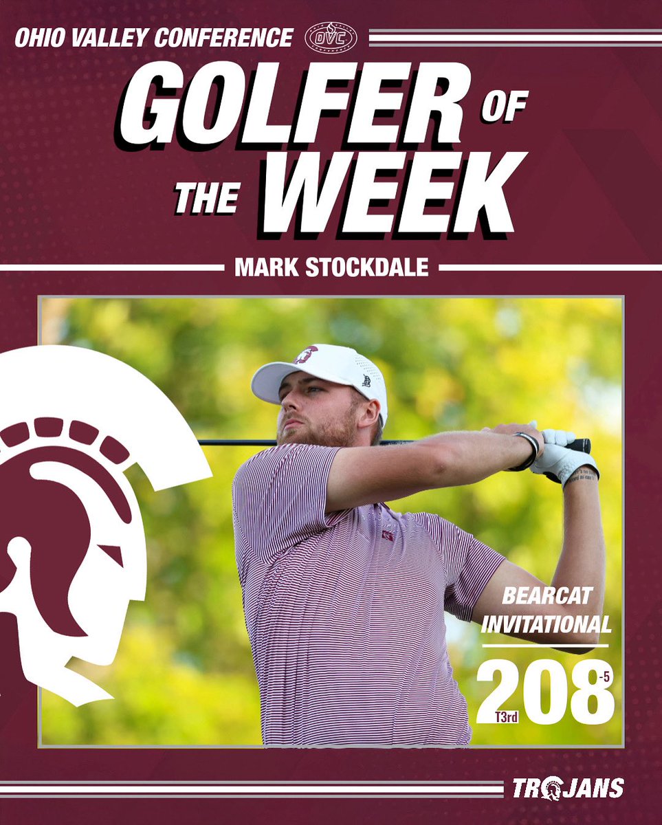 LittleRockMGOLF's tweet image. OVC Golfer of the Week: @GolfStockdale 

- T3rd at the Bearcat Inviational with scores of 70-69-69 (-5)
- 1st in Par 5 scoring at -7

#LittleRocksTeam