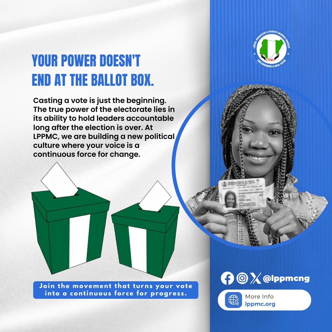 Your vote is the first step, but your voice is the journey. We're building a new political culture where every citizen is a continuous agent of change. It's about demanding transparency and accountability every single day. Make your power a continuous force for progress. #LPPMC