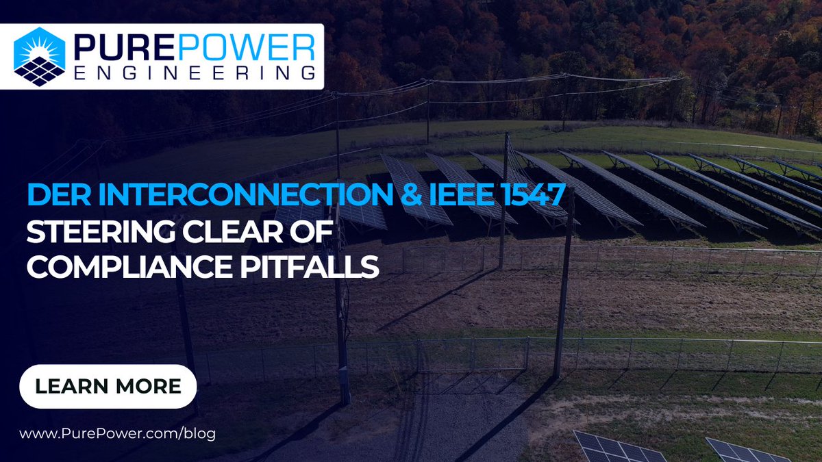 PurePowerSys's tweet image. purepower.com/blog/der-inter… | If you’re designing solar systems that connect to the grid, you’ve probably seen IEEE 1547—maybe buried in an interconnection agreement, flagged in a utility email, or mentioned in passing by your engineers. The catch is that even a 1.5% error in voltage…