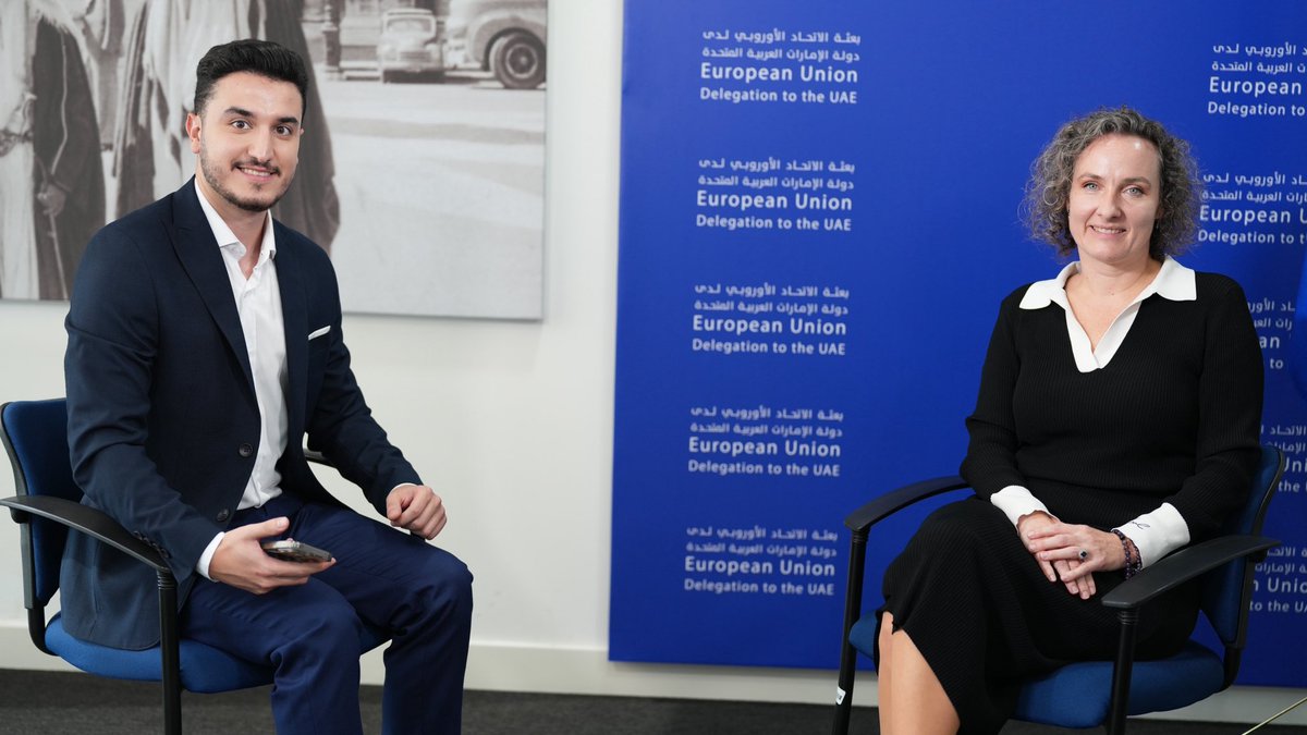 karimkawkabb's tweet photo. I sat down with Her Excellency @BergerLucie , EU Ambassador to the UAE, to discuss Europe’s ties with the region from trade and energy to AI, visas, and the war in Ukraine.  A timely conversation on the issues that matter most to Europe and the region. Soon on @erembusiness https://t.co/QoJXnyssB1