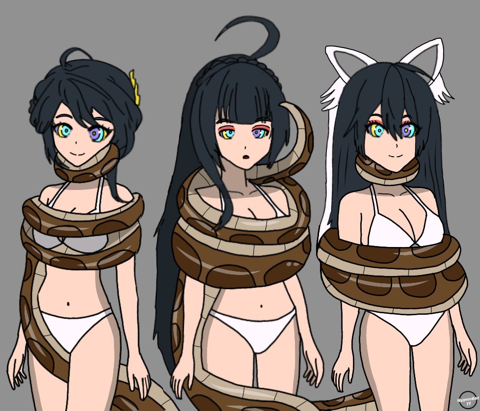 Commission for <a href="/RPPython/">Ara Haan and Kaa 🦊🐍</a> 

3 girls hypnotized by kaa, the girls are from a game 

If you want a commision send me message