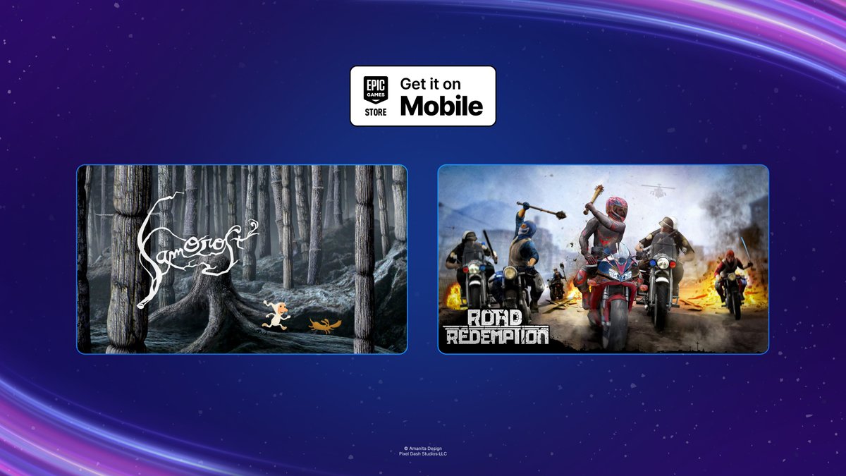 Two games for the price of none! Road Redemption and Samorost 2 are FREE until September 25. epic.gm/free-mobile0918

Also available for free on Android worldwide and iOS in select countries.