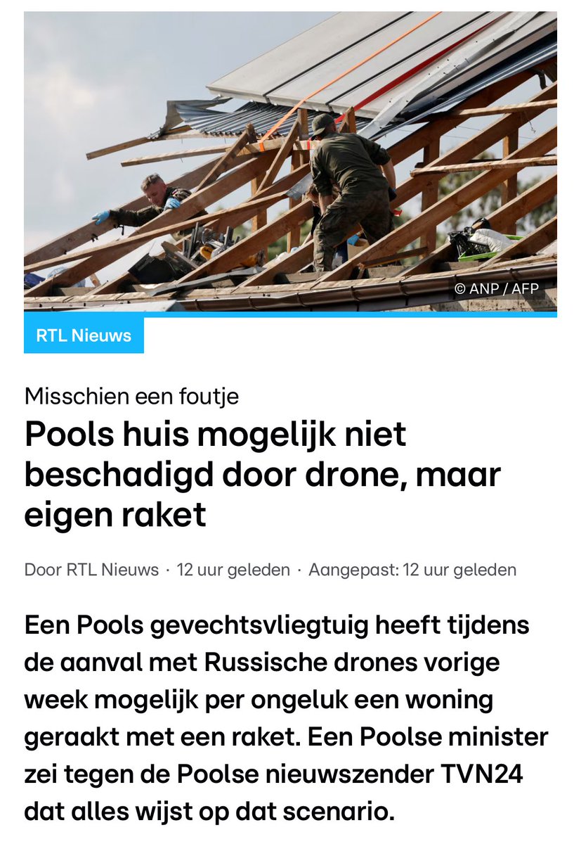 Sorry hoor, maar dit is gewoon té grappig. Een week geleden had ik al geschreven dat dit waarschijnlijk zo gebeurd was. En wat blijkt nu? Exact dat. In Polen ligt men intussen al dagen krom van het lachen om dat sprookje van de Russische drones. Niemand met een beetje gezond