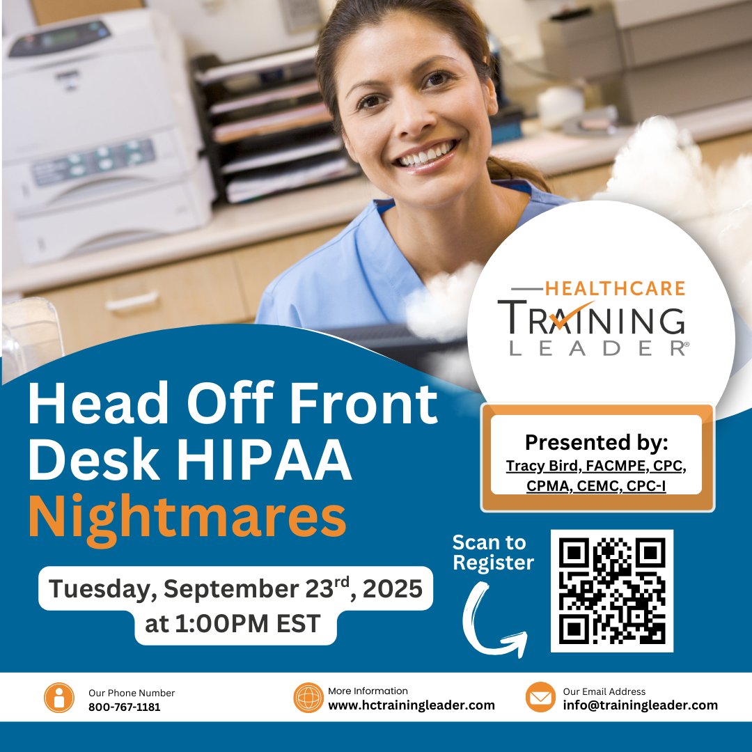 Are you confident your front desk is HIPAA compliant?
Join our exclusive webinar, “Head Off Front Desk HIPAA Nightmares,” on September 23rd at 1:00PM EST!  hubs.ly/Q03JZDxV0