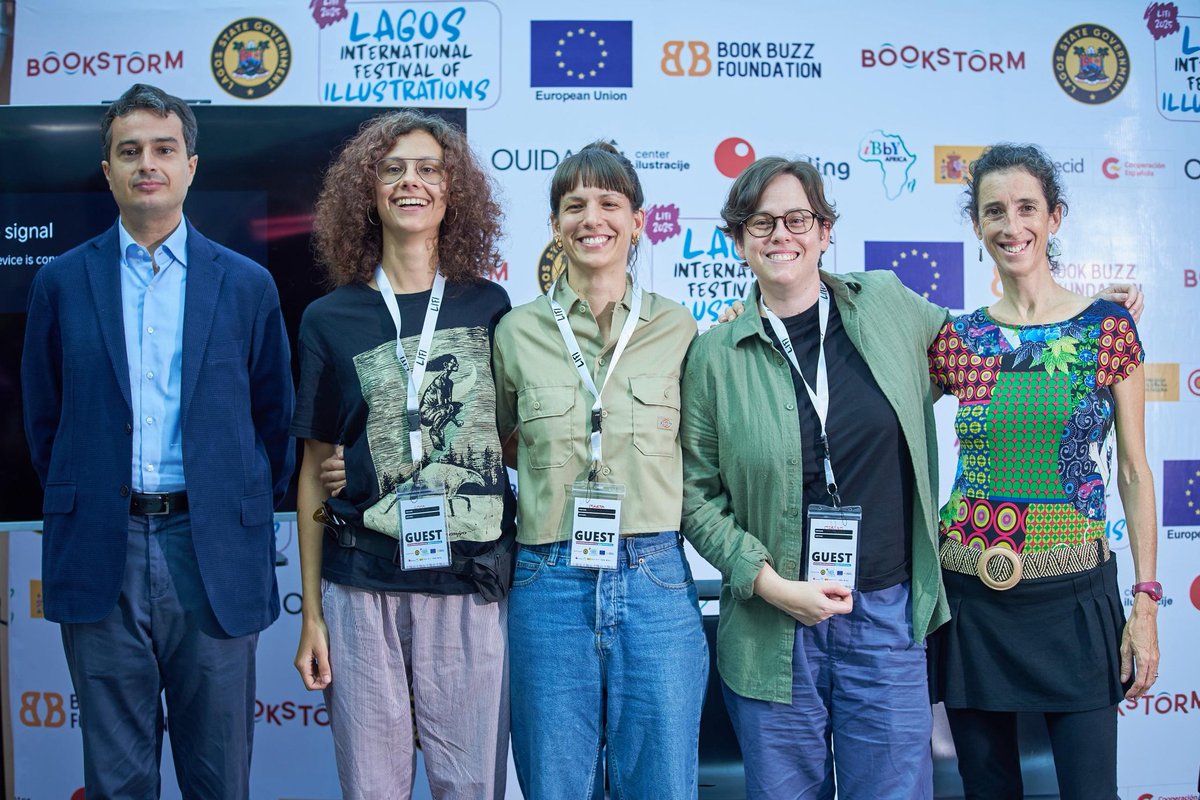 The Spanish illustration scene has been presented today at <a href="/Ouida_Lagos/">Ouida Lagos</a> after the official kick off of #lifi2025. Gracias/Gràcies Emma, Marta &amp; Miriam for representing 🇪🇸. Well done Queen <a href="/lolashoneyin/">Lọlá Shónẹ́yìn</a> and the entire team <a href="/Bookstormng/">BookStormng</a>
<a href="/AECID_es/">AECID</a> 
<a href="/APICAPIC/">Associació d'Il·lustradors de Catalunya</a>