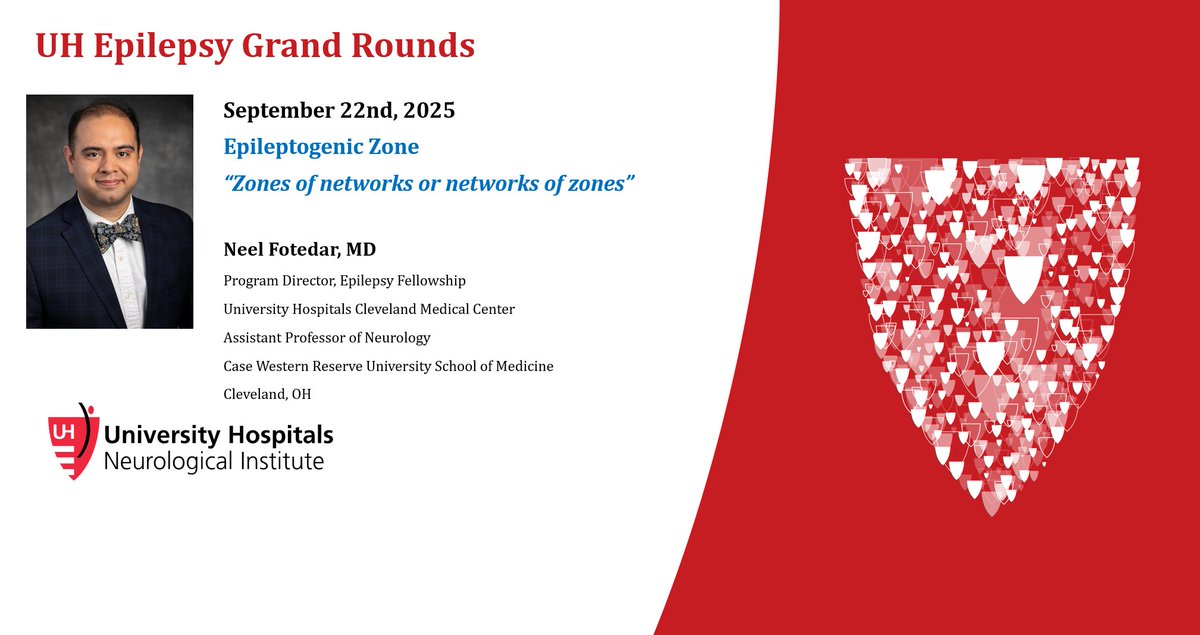 CwruEpilepsy's tweet image. Please join us for the first #Epilepsy Grand Rounds of 2025-26 next Monday at 8am US eastern. Register using this link:
uhhospitals.zoom.us/webinar/regist…

Learn about the fundamental concept of #EpileptogenicZone 
#EEG #EpilepsySurgery #NeuroX #NeurologyRF