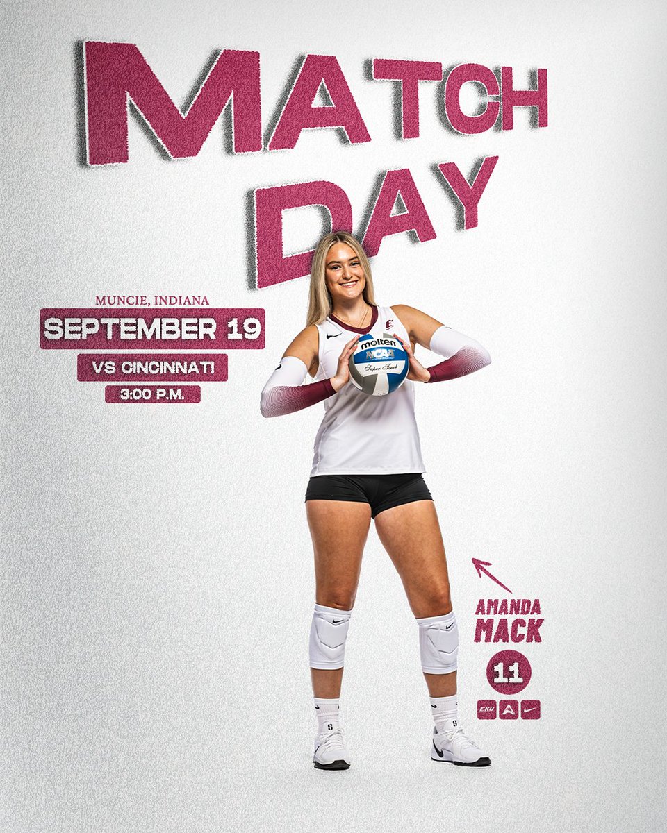 EKU Volleyball (@ekuvolleyball) on Twitter photo Final non-conference weekend starts today.
🆚 <a href="/GoBearcatsVB/">Cincinnati Volleyball</a>
📍 Muncie, IN
⏰ 3 pm
#RISE Final non-conference weekend starts today.
🆚 <a href="/GoBearcatsVB/">Cincinnati Volleyball</a>
📍 Muncie, IN
⏰ 3 pm
#RISE