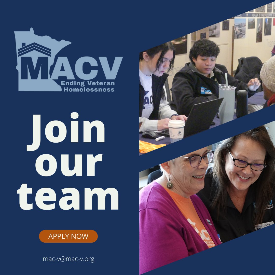 We’re hiring a Grants Manager at MACV! This is a hands-on role helping secure funding for programs that end Veteran homelessness in Minnesota. Visit recruiting.paylocity.com/Recruiting/Job… to learn more!