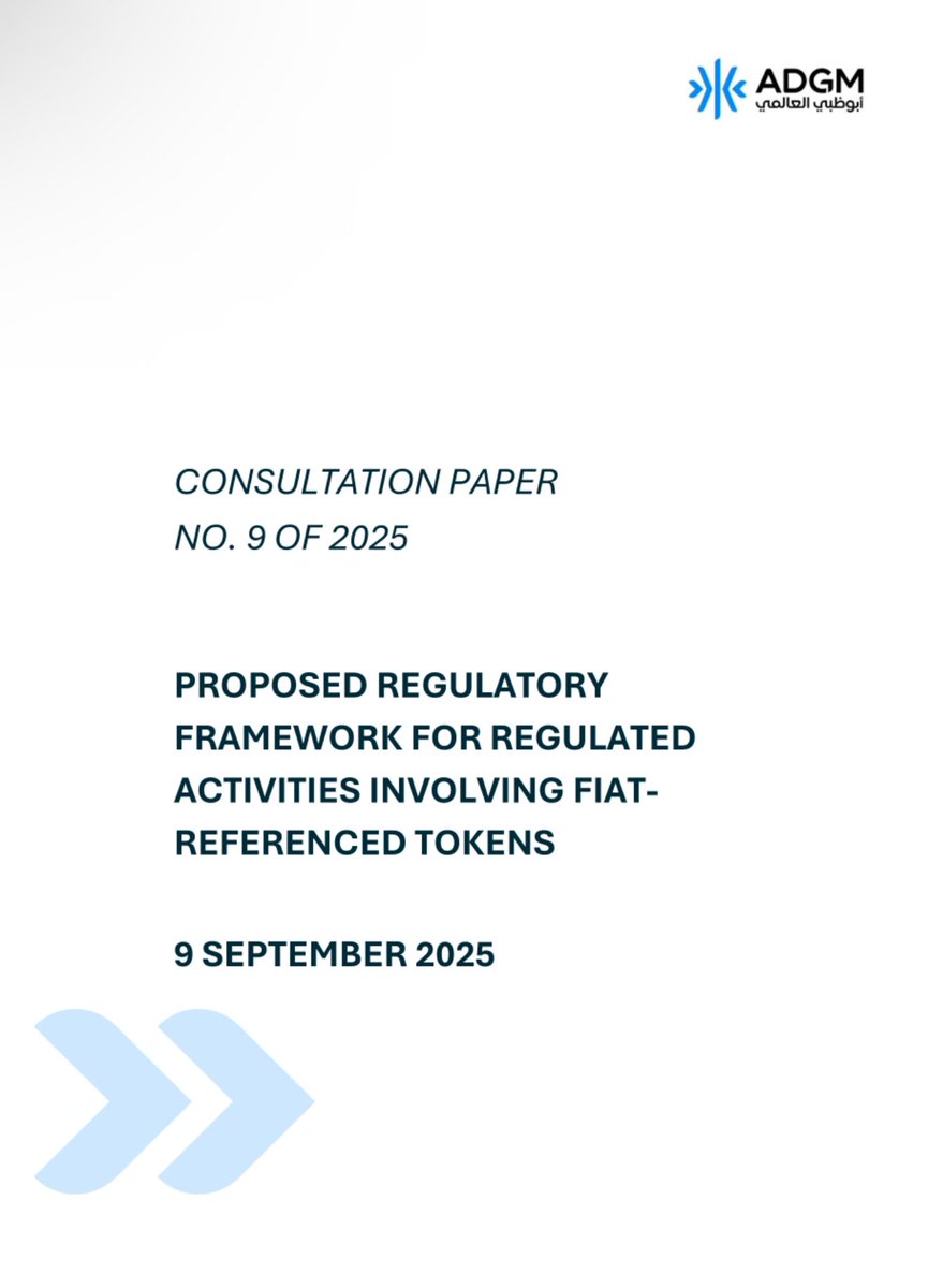 🇦🇪( 9 Sep) FSRA of ADGM Publishes Proposed Regulatory Framework for  Regulated Activities involving Fiat-Referenced Tokens 🔴The proposals build  upon the dedicated regulatory framework for the issuance of FRTs introduced  by the #