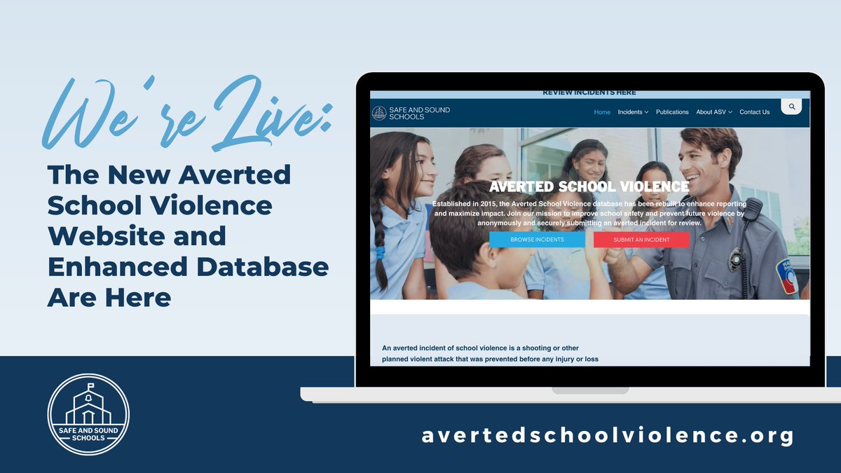 We’re proud to announce that the new Averted School Violence website and enhanced database are now live—a major milestone in our mission to strengthen school safety through prevention.

Learn more about this important step forward: safeandsoundschools.org/post/new-avert…