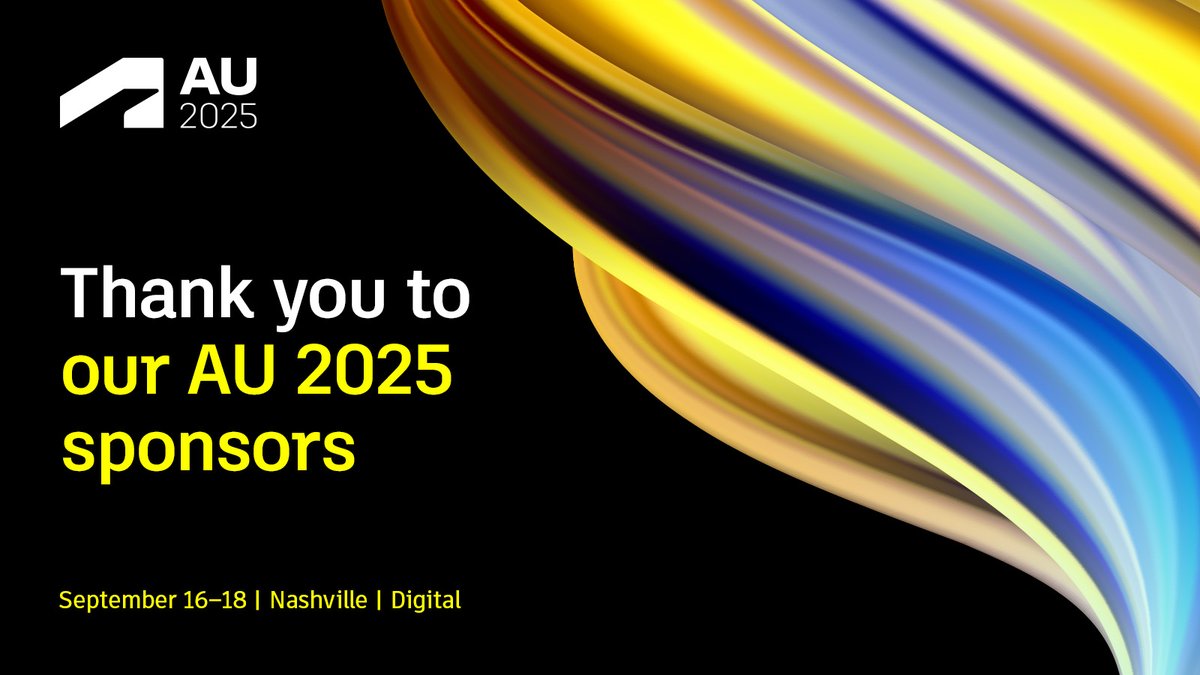 autodesku's tweet image. 👏 Thank you to our #AU2025 sponsors! Visit them in the Expo today or visit the Exhibitor catalog to learn more: autode.sk/AU2025Exhibito…