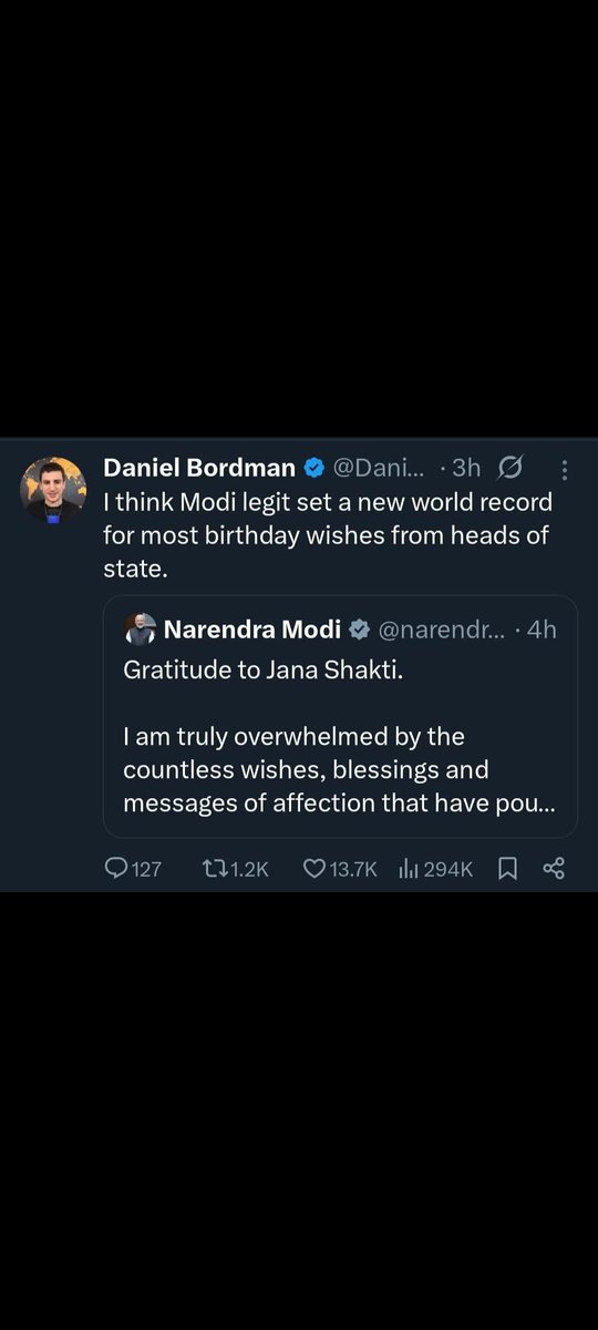 मोदी ने राष्ट्राध्यक्षों द्वारा सबसे ज़्यादा जन्मदिन की शुभकामनाओं का नया विश्व रिकॉर्ड बनाया है।*

वैश्विक मीडिया में इसकी चर्चा पहले से ही हो रही है