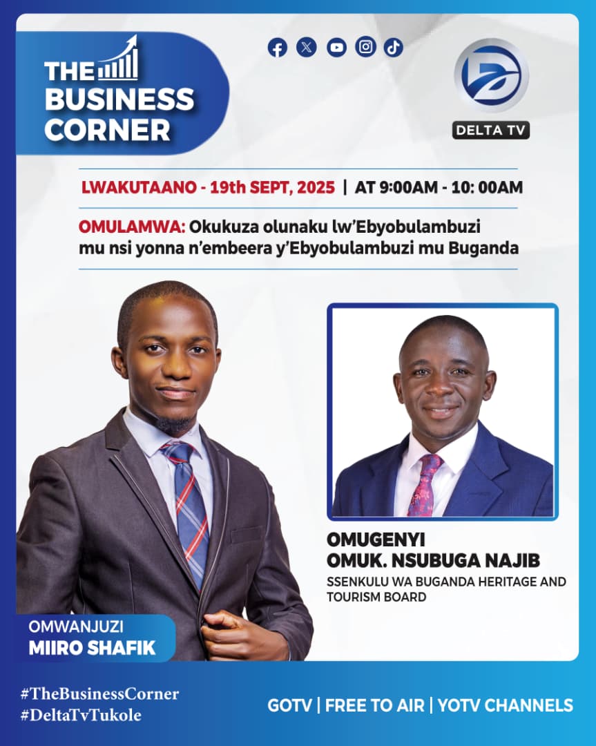 DELTA TV TUKOLE (@deltatvtukole) on Twitter photo Tosubwa enkya mu #TheBusinessCorner tuli n'Omuk. Najib Nsubuga, Ssenkulu wa <a href="/TourBugandaUG/">Buganda Heritage and Tourism Board (BHTB)</a>
#DeltaTvTukole Tosubwa enkya mu #TheBusinessCorner tuli n'Omuk. Najib Nsubuga, Ssenkulu wa <a href="/TourBugandaUG/">Buganda Heritage and Tourism Board (BHTB)</a>
#DeltaTvTukole