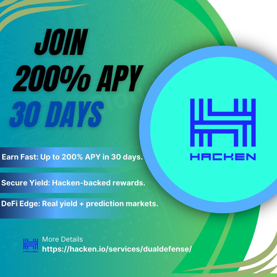 Josheji2003's tweet image. Live Now: FlashPools by @hackenclub!

💰 Earn up to 200% APY in 30 days through our Security Prediction Market Pools.
🔒 Real Yield backed by audits &amp;amp; bug bounties.
 Don’t wait, maximize your crypto with Hacken FlashPools today!

More 👉 hacken.io/services/duald…
#FlashPools  $HAI