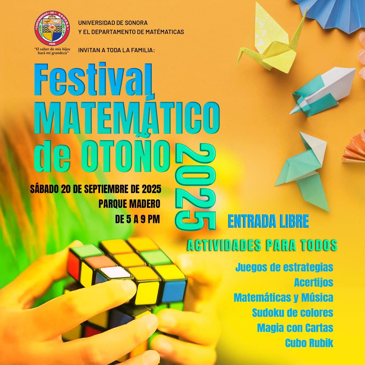 Te esperamos hoy en el Festival Matemático de Otoño 2025, en el Parque Madero.
El evento es familiar y la entrada es libre.