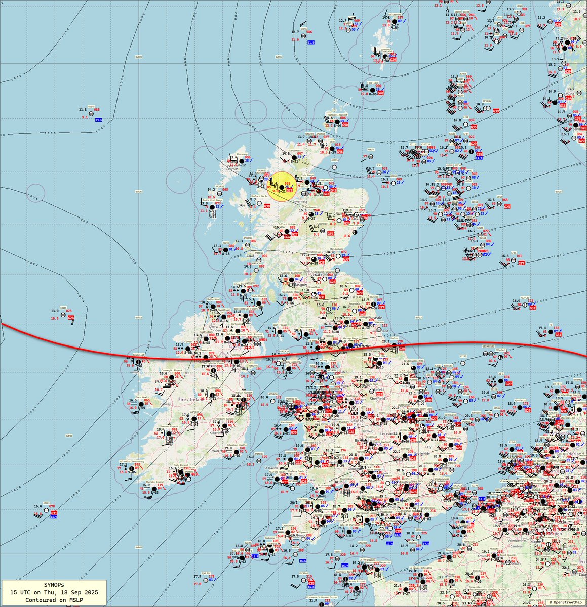 18 Sep 2025
15 UTC
Analysis
Warm front edges northwards as pressure falls across Ireland.
#ukweather
<a href="/bbcweather/">BBC Weather</a> <a href="/metoffice/">Met Office</a>