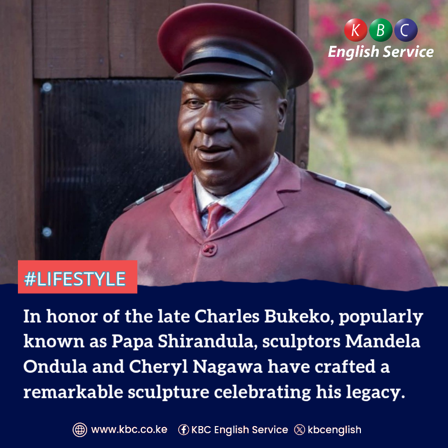 In honor of the late Charles Bukeko, popularly known as Papa Shirandula, sculptors Mandela Ondula and Cheryl Nagawa have crafted a remarkable sculpture celebrating his legacy.
#KBCEnglishService ^RN