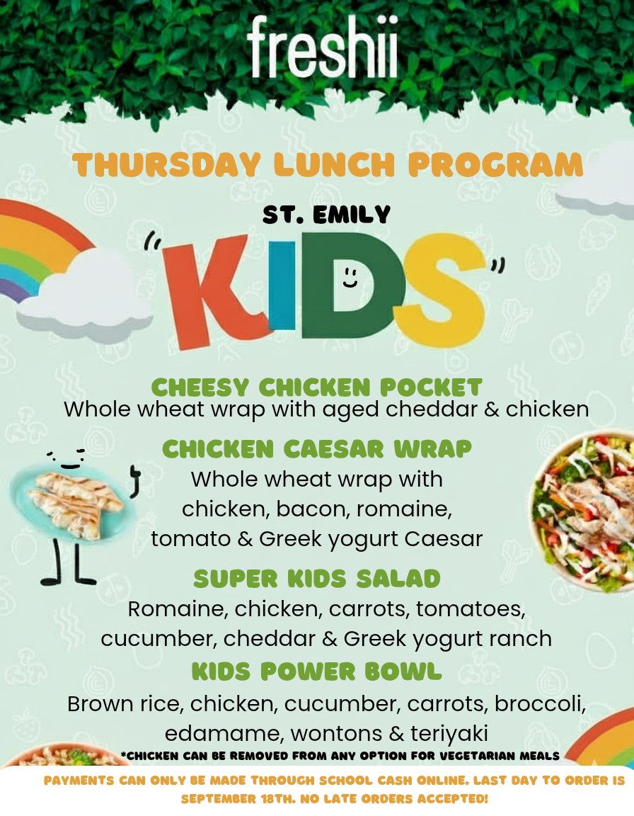 StEmilyCouncil's tweet photo. 📢 Today’s the LAST DAY to order from our School Lunch Program! 🥗🍕 Don’t miss out—get your orders in before it’s too late. https://t.co/Mfx7nlTAmc