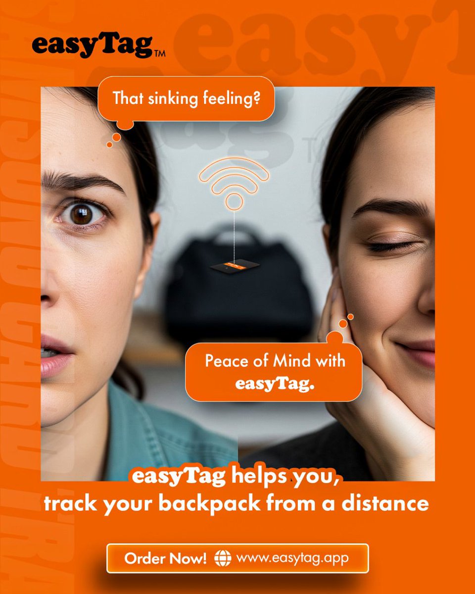 that sinking feeling? gone with easytag! 💛
track your backpack, wallet, or essentials from a distance and never panic over lost items again.

✅ smart tracking – locate your belongings in seconds
✅ real-time alerts – know the moment your items move
✅ everyday peace of mind –