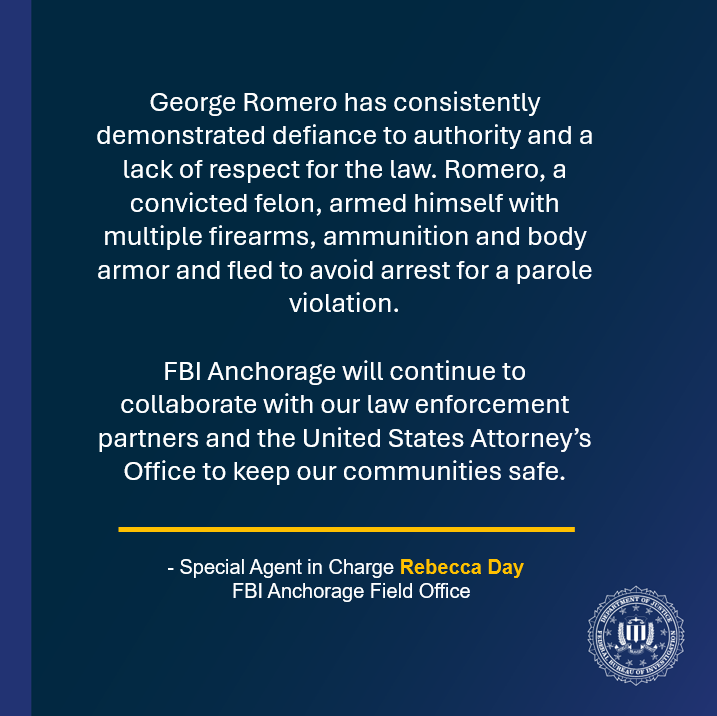 Following an FBI investigation, a Fairbanks man was sentenced to 10 years in prison for possessing multiple firearms and body armor as a felon. Read the <a href="/USAO_AK/">U.S. Attorney Alaska</a> press release:🔗ow.ly/LKEy50WYWiP