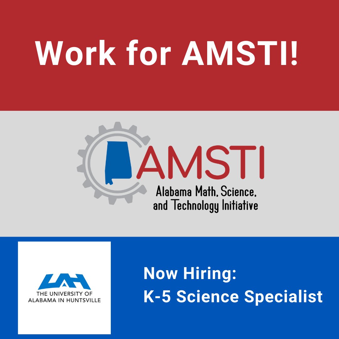 <a href="/AmstiUAH/">AMSTI-UAH</a> is currently hiring a K-5 Science Specialist. Please see careers.uah.edu/cw/en-us/job/5… for more information.
