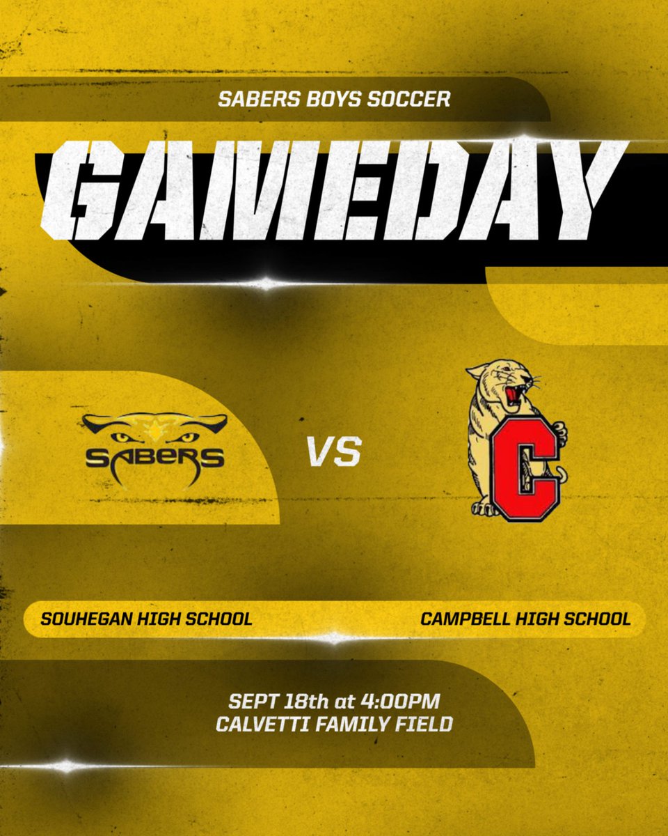 The Sabers boys soccer team has a home game today! They play the Campbell Cougars at 4pm on Calvetti Family Field. #SaberNation