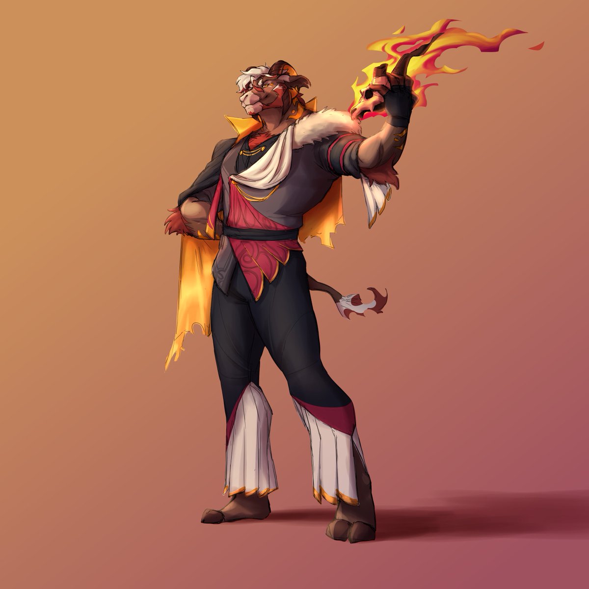 New Dnd character design~ 
Fritz is a Strixhaven Prismari Student and a Wildfire Druid