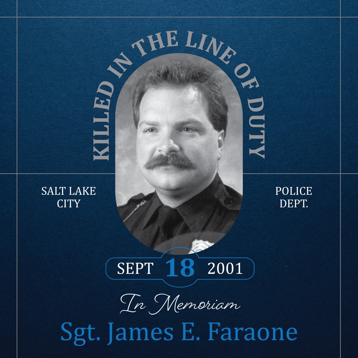 We remember Sergeant James E. Faraone, a 25-year veteran of our department, who died 24 years ago in a traffic crash while on duty.

Sergeant Faraone was known for his sense of humor and commitment to excellence.

#SLC #SaltLakeCity #SLCPD