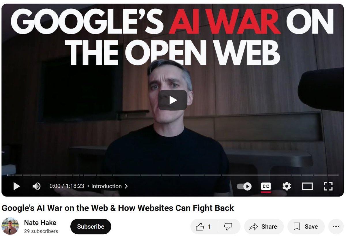natejhake's tweet image. Google's AI is stealing from the open web ⚖️
... BUT there is a way creators & publishers can fight to *get paid* when AI scrapes our content
I explain it all in my 1st YouTube video (🔗in comments)
Please watch & share widely