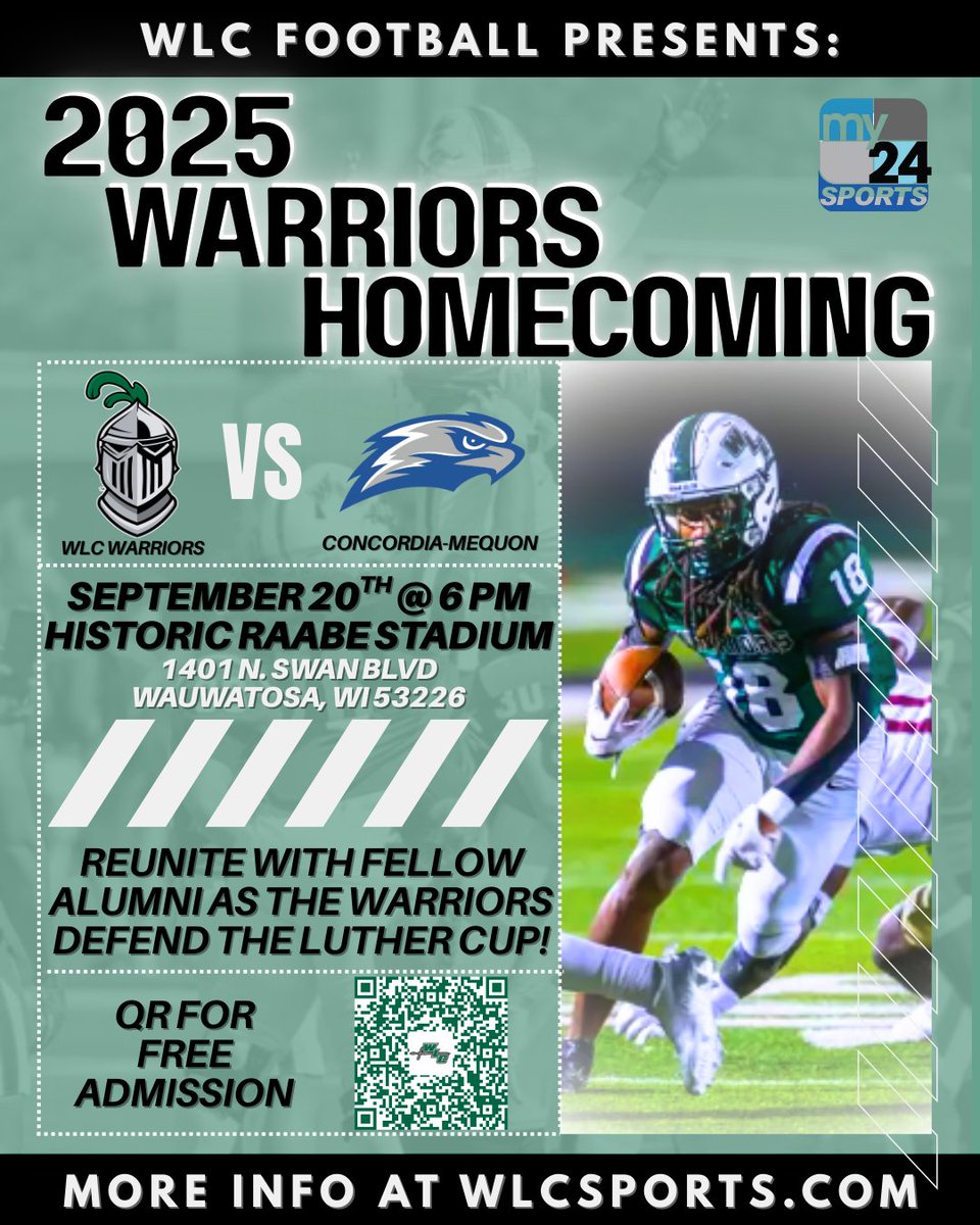 🚨SOUND THE ALARM🚨
The Warriors return to Historic Raabe for a Homecoming Showdown! Join us as we defend the Luther Cup at 6:00PM TOMORROW!
#NoGreaterLove | #ArmorUp